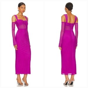 Chic Long Sleeve Magenta Dress